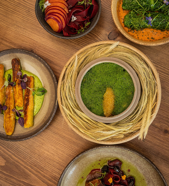Beautifully plated dishes at Sino highlighting fresh ingredients